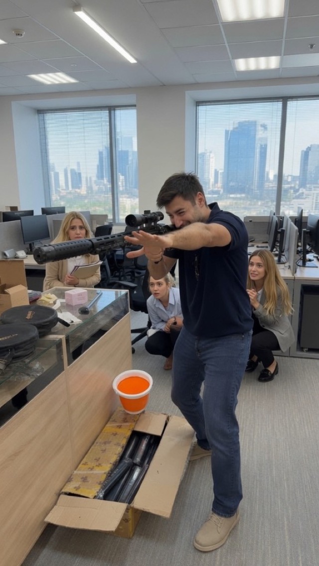 Demonstrating a new tool at the office