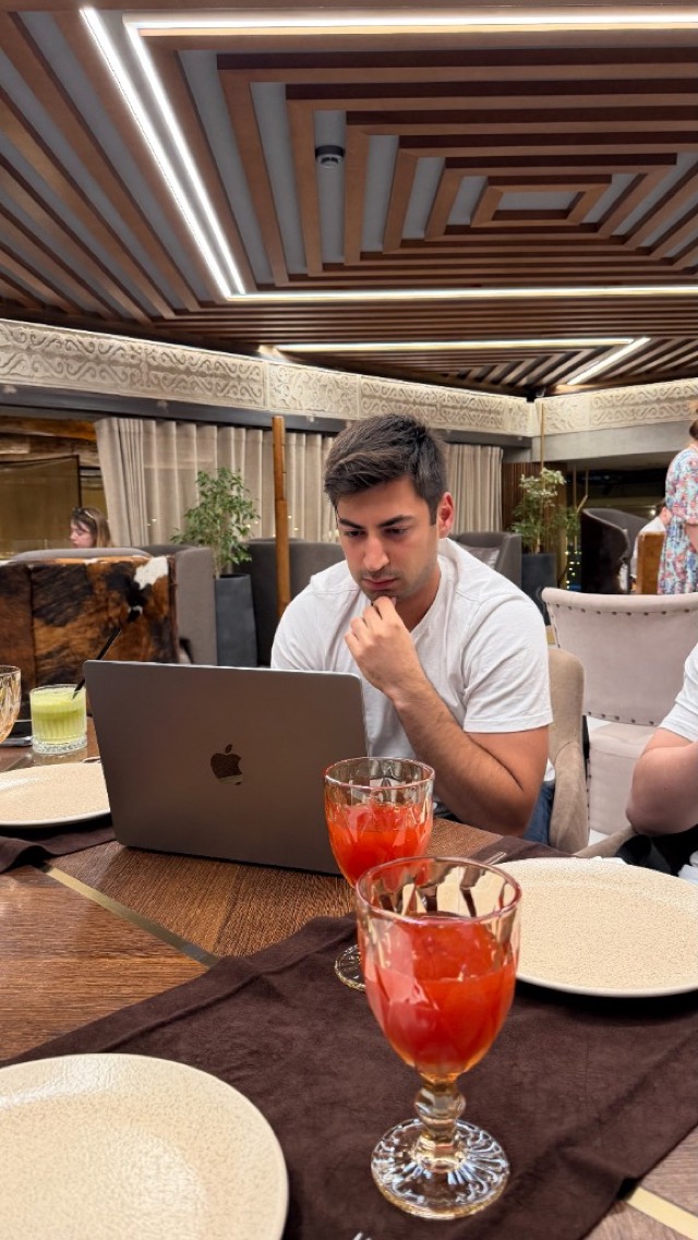 Working remotely at a restaurant
